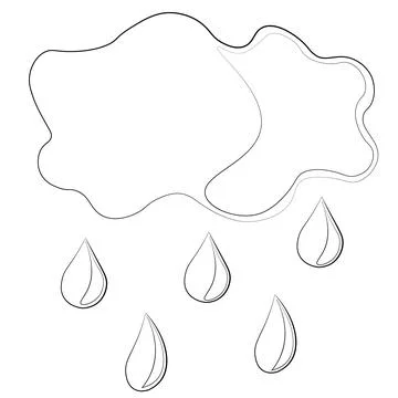 Single element Cloud with rain. Draw illustration in black and white Stock Illustration
