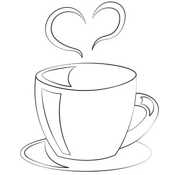 Single element Cup. Draw illustration black and white Stock Illustration