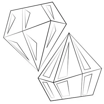 Single element Diamond. Draw illustration black and white Stock Illustration
