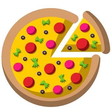 Single element food Pizza. Draw illustration in color Illustrazione stock