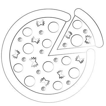 Single element food Pizza. Draw illustration in black and white Stock Illustration