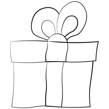 Single element Gift box. Draw illustration in black and white Stock-Illustration