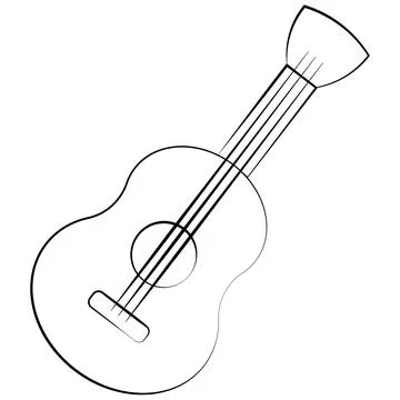 Single element Guitar. Draw illustration in black and white Illustrazione stock