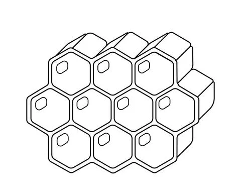 Single element Honeycomb. Draw illustration in black and white Illustrazione stock