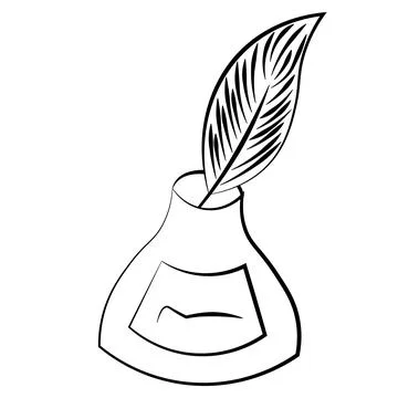 Single element inkwell. Draw illustration in black and white Stock Illustration