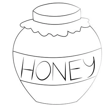 Single element jar of honey. Draw illustration in black and white Illustrazione stock