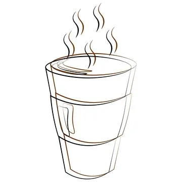 Single element paper Coffee Cup. Draw illustration in black and brown Stock Illustration