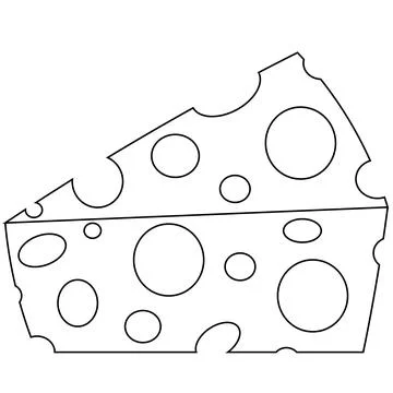 Single element piece of Cheese. Draw illustration black and white Illustrazione stock
