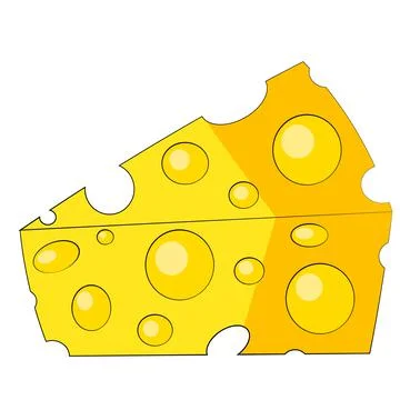 Single element piece of cheese. Draw illustration in colors Stock Illustration