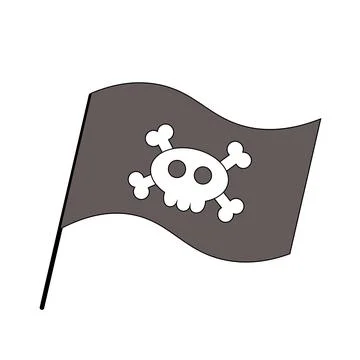 Single element Pirate Flag. Draw illustration in color Stock Illustration