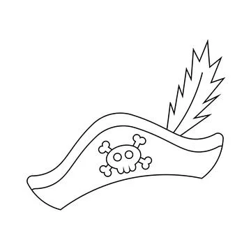 Single element Pirate Hat. Draw illustration in black and white Stock Illustration