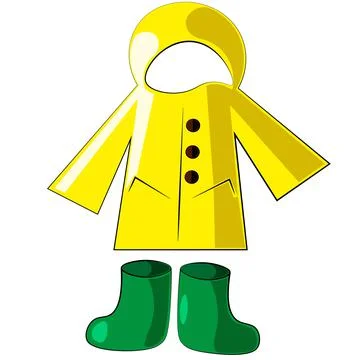 Single element Raincoat and Boot. Draw illustration in color Stock Illustration