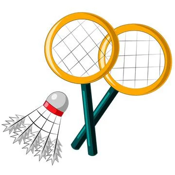Single element Shuttlecock and racket. Draw illustration in color Stock Illustration