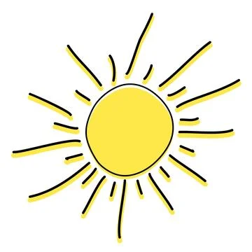 Single element of sun in Doodle Style, Summer Hand drawn Vector illustratio.. Stock Illustration