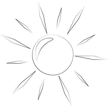 Single element Sun. Draw illustration black and white Illustrazione stock