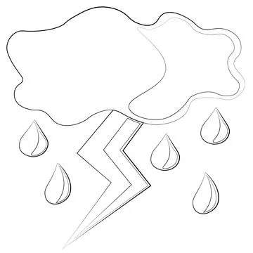 Single element Thunderstorm. Draw illustration in black and white Illustrazione stock