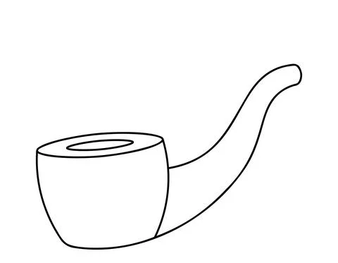 Single element Tobacco Pipe. Draw illustration in black and white Stock Illustration