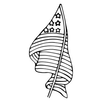 Single element USA flag waving in the wind Stock Illustration