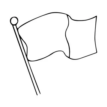 Single element white flag hand drawn illustration for greeting cards Stock Illustration