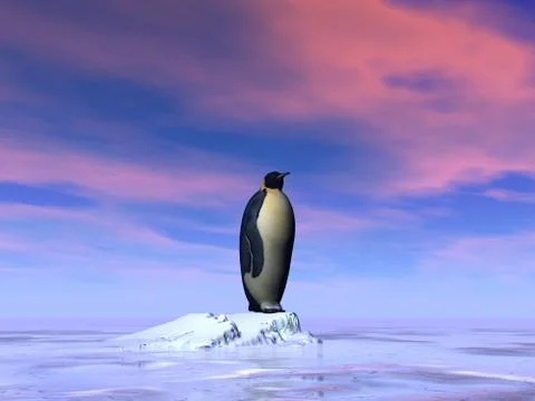 Single emperor penguin - 3D render Stock Illustration