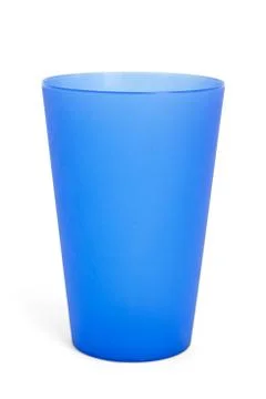 Single Empty blue plastic cup isolated Stock Photos