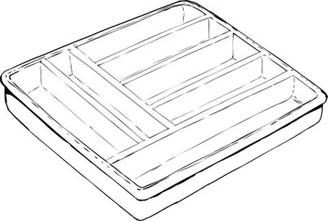 Single Empty Cutlery Tray Outline Stock Illustration