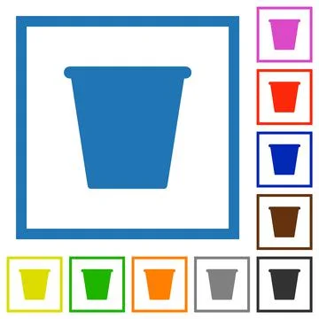 Single empty flowerpot solid flat framed icons Stock Illustration