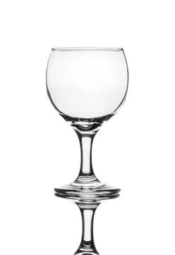 Single empty wine glass isolated on a white background. Foto stock