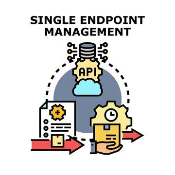Single endpoint management system controlling digital workflow 库存插图