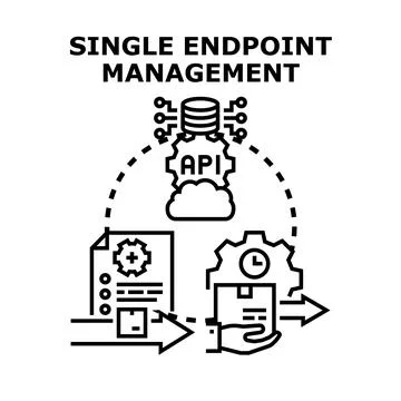 Single endpoint management system controlling digital workflow 库存插图