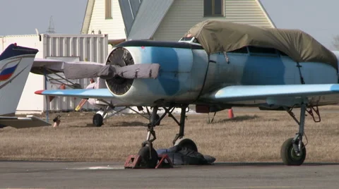 Single-engine aircraft with shrouded propeller Stock Footage 54205891