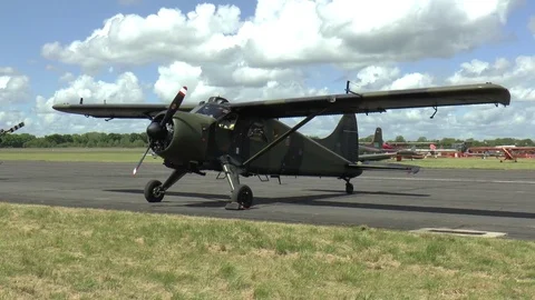 Single Engine Army Plane on Display at an Airshow Stock Footage 75723570