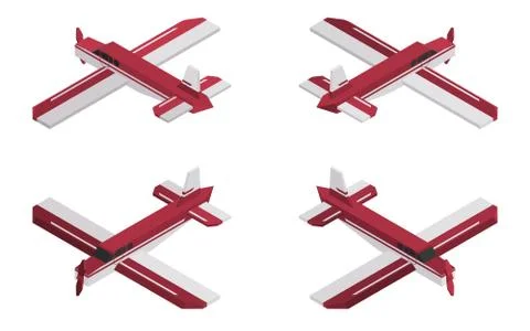 Single engine plane isometric working fleet Stock Illustration