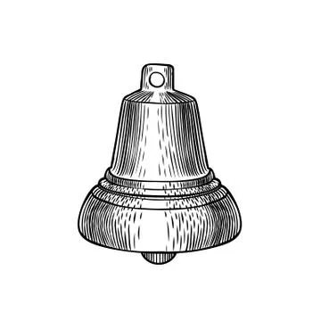 Single engraved bells isolated on white background Stock Illustration