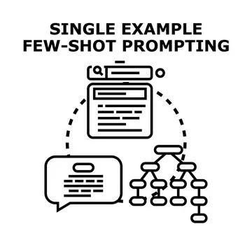Single example few shot prompting artificial intelligence concept Stock Illustration