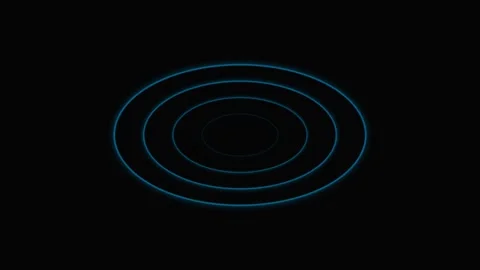 A single faint white glowing circle centered on a deep black background Stock Footage 339616278