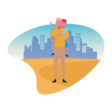 Single father playing with son on back Ilustración de archivo