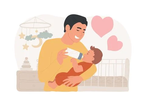 Single fathers isolated concept vector illustration. Ilustración de archivo