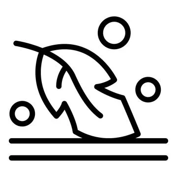 Single feather falling to the ground line art icon Stock Illustration