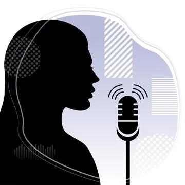 Single female with microphone Stock Illustration