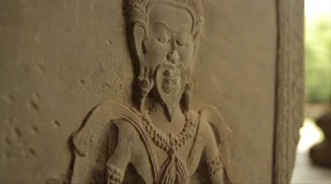 Single Figure Wall Carving Stock Footage 42368991