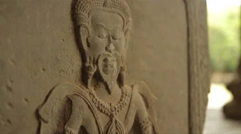 Single Figure Wall Carving Stock Footage 42373333