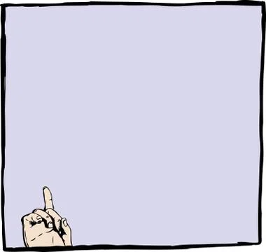 Single finger pointing up in blue frame Stock Illustration