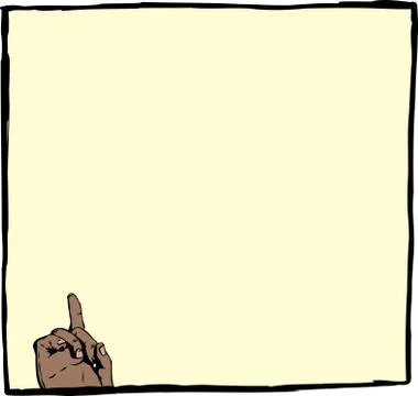Single finger pointing up in square yellow frame Stock Illustration