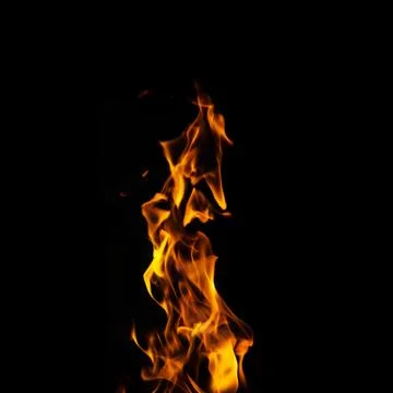Single fire flame on black background in high resolution. 写真素材