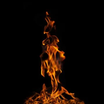 Single fire flame on black background in high resolution. 写真素材