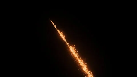 Single Fire Trail. Burning Trail. Fire Trail on Road Stock Footage 250933932