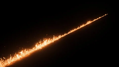 Single Fire Trail. Burning Trail. Fire Trail on Road Video stock 250934131