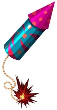 Single firework in rocket shape Stock Illustration