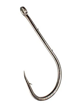 Single fish hook isolated on white background Foto stock